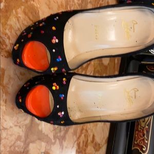 Christian louboutin suede with crystal
